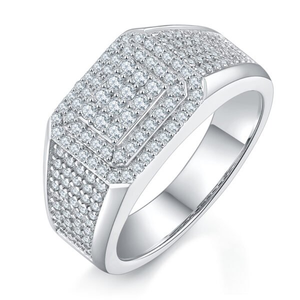 Moissanite Round Cut  Micro Pave Ring - Image 5