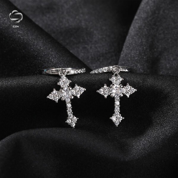 Iced Cross Earrings - Image 2