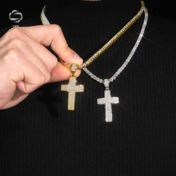 Moissanite Cross Pendant - Image 3