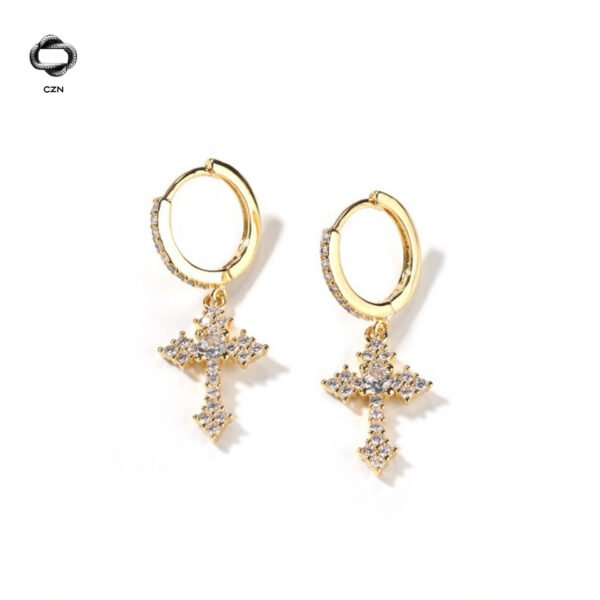 Iced Cross Earrings - Image 3