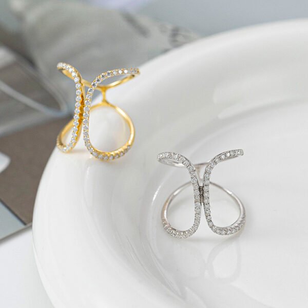 Double C Curve D Color Moissanite Ring - Image 5
