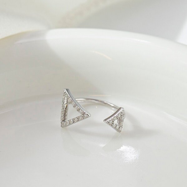 Triangle asymmetrical full moissanite open ring - Image 6