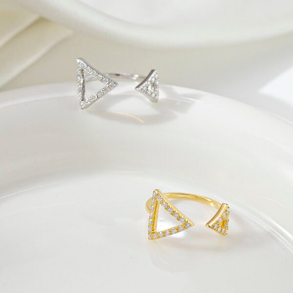 Triangle asymmetrical full moissanite open ring - Image 5