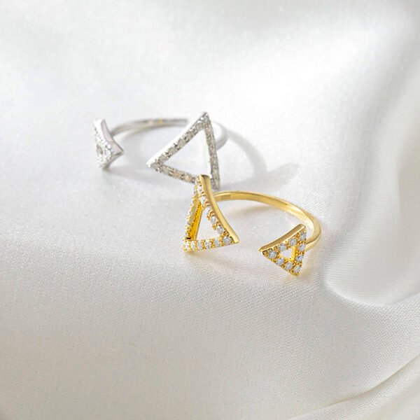 Triangle asymmetrical full moissanite open ring