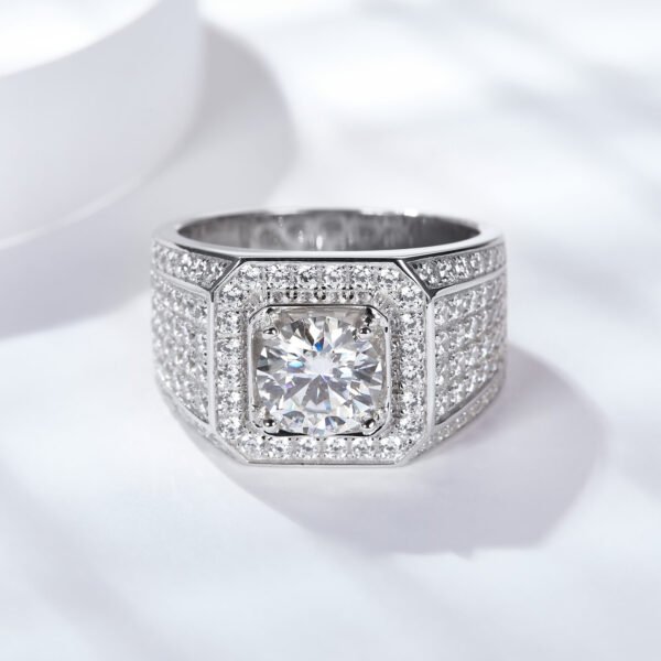5CT Moissanite Round Cut  Micro Pave Ring