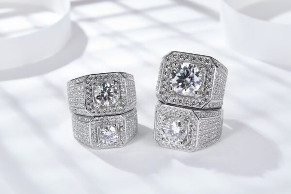 5CT Moissanite Round Cut  Micro Pave Ring - Image 4