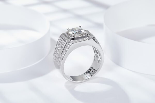 5CT Moissanite Round Cut  Micro Pave Ring - Image 3
