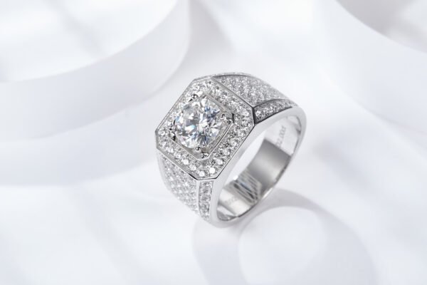 5CT Moissanite Round Cut  Micro Pave Ring - Image 2