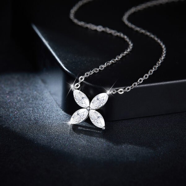 Moissanite four-leaf clover pendant