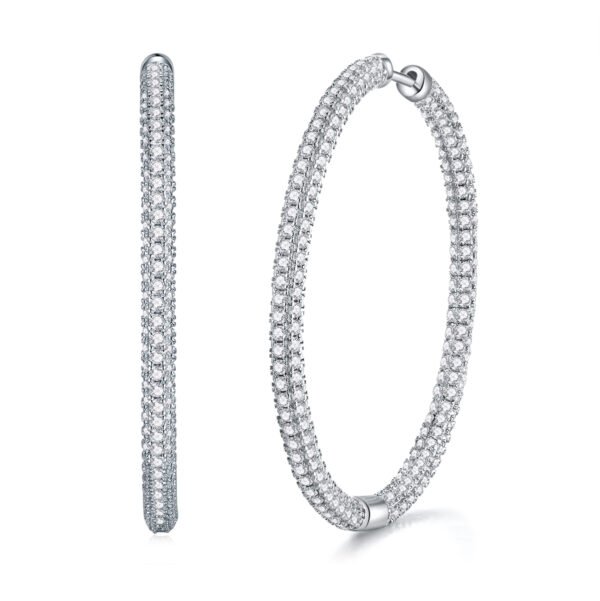 Moissanite Row Hoop Earrings - Image 5