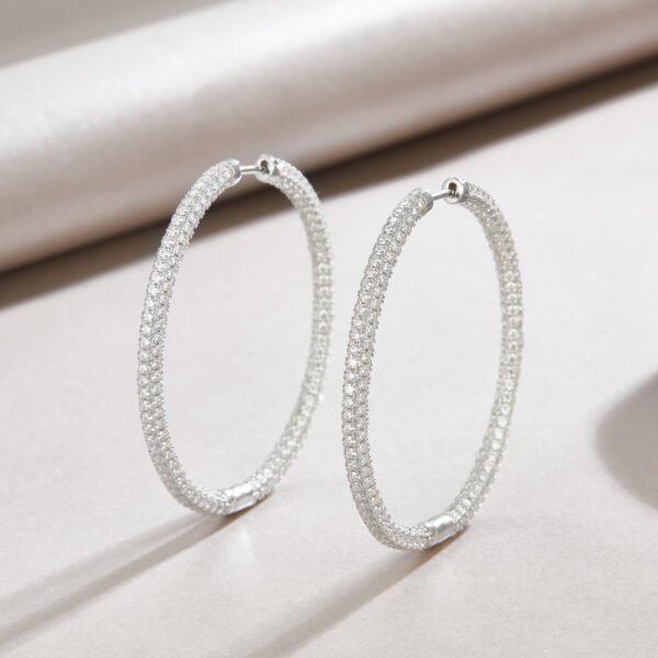 Moissanite Row Hoop Earrings