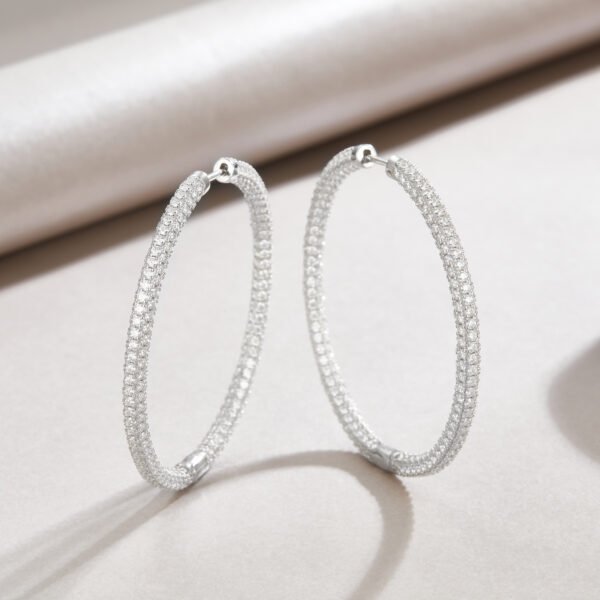 Moissanite Row Hoop Earrings - Image 2