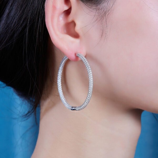 Moissanite Row Hoop Earrings - Image 3