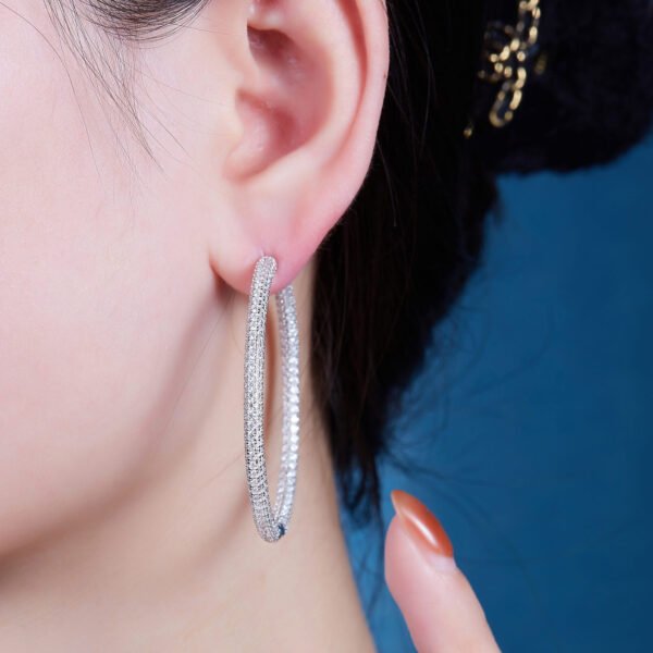 Moissanite Row Hoop Earrings - Image 4