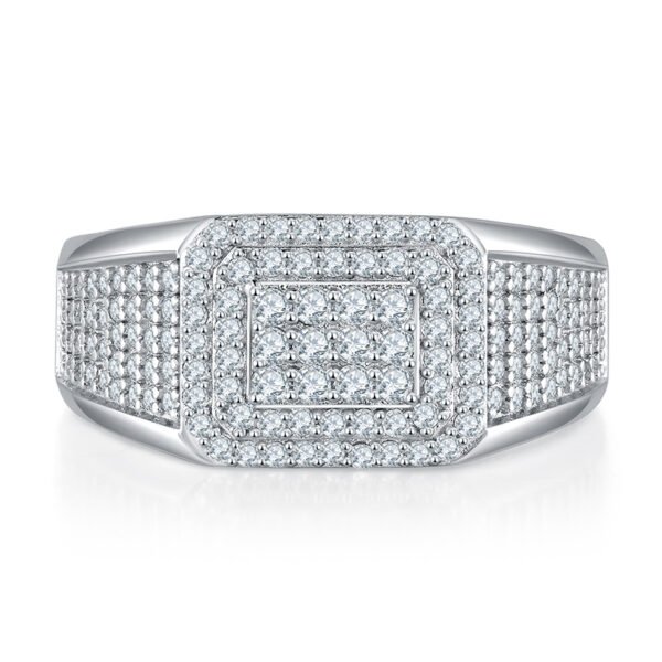 Moissanite Round Cut  Micro Pave Ring - Image 4