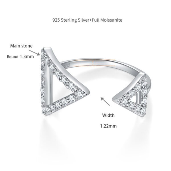 Triangle asymmetrical full moissanite open ring - Image 8