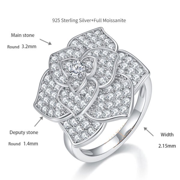 Camellias full moissanite ring - Image 5