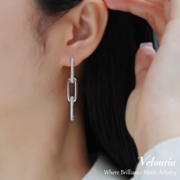 Moissanite Chain-Link Drop Earrings - Image 3