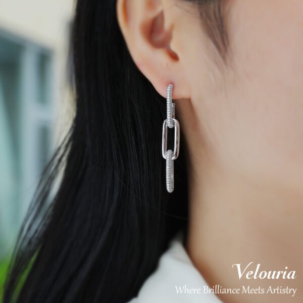 Moissanite Chain-Link Drop Earrings - Image 4