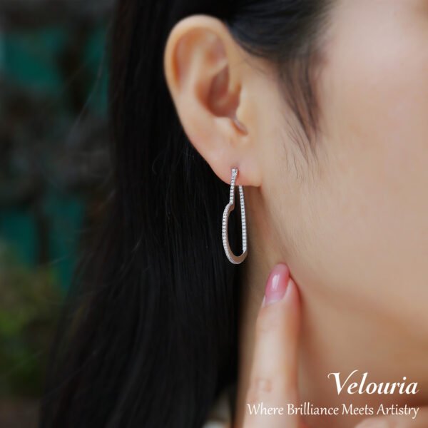 Moissanite Amour Heart Hoop Earrings - Image 4
