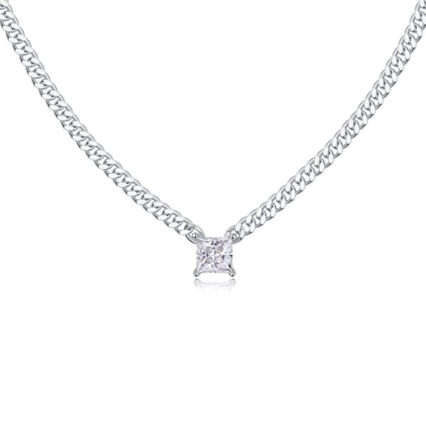 1CT Moissanite princess cut pendant cuban chain - Image 4
