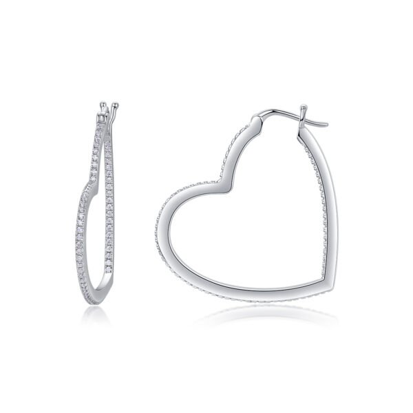 Moissanite Amour Heart Hoop Earrings - Image 6