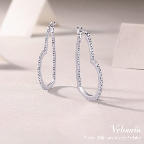 Moissanite Amour Heart Hoop Earrings - Image 2