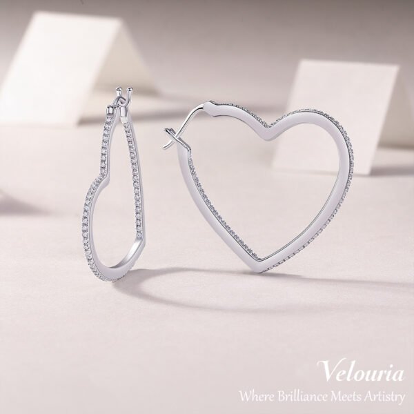 Moissanite Amour Heart Hoop Earrings
