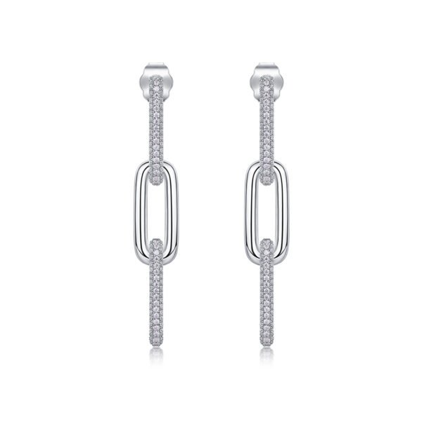 Moissanite Chain-Link Drop Earrings - Image 6