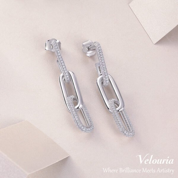 Moissanite Chain-Link Drop Earrings - Image 2