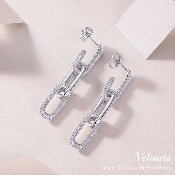 Moissanite Chain-Link Drop Earrings