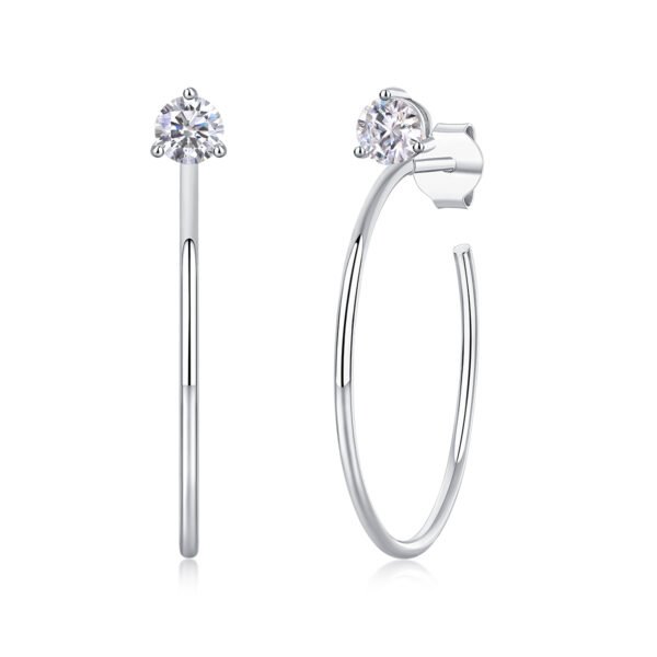 Moissanite stud hoop earrings - Image 5