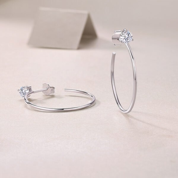 Moissanite stud hoop earrings - Image 2