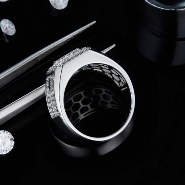 Moissanite Round Cut  Micro Pave Ring - Image 3