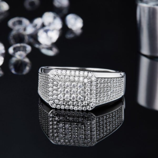Moissanite Round Cut  Micro Pave Ring - Image 2