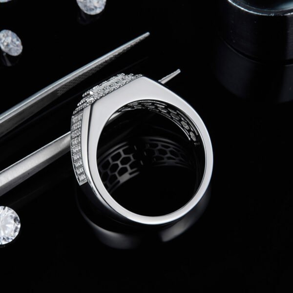 Moissanite Round Cut  Micro Pave Ring - Image 3
