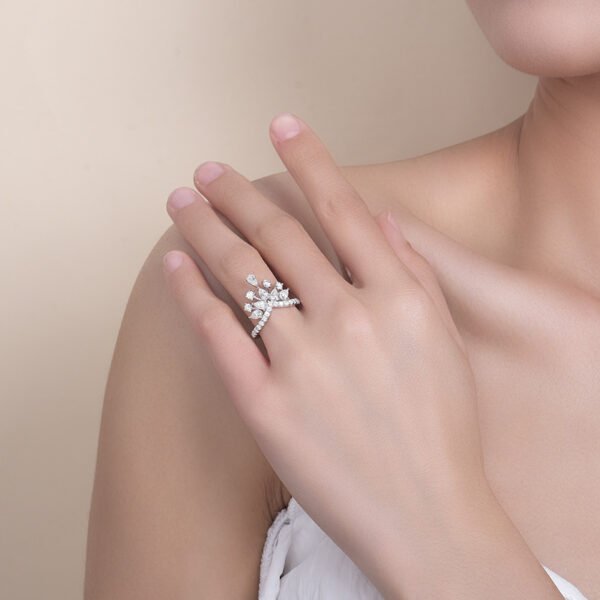 Moissanite Aurora Crown Ring - Image 5